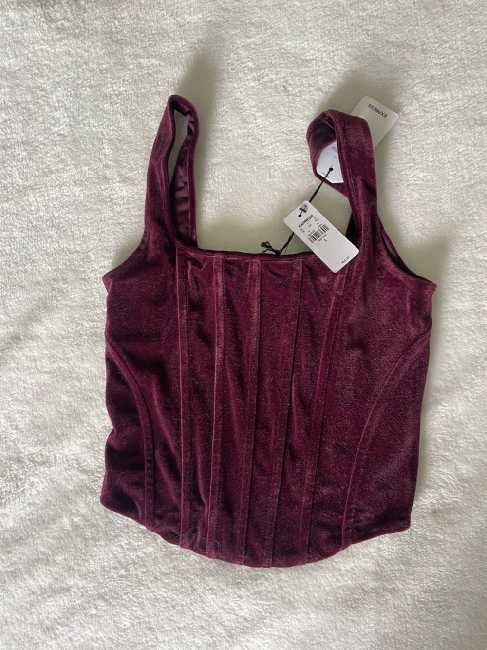 Express Velvet Corset Tank Top - Wine